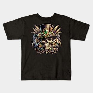 Skull with silk hat mardi gras Kids T-Shirt